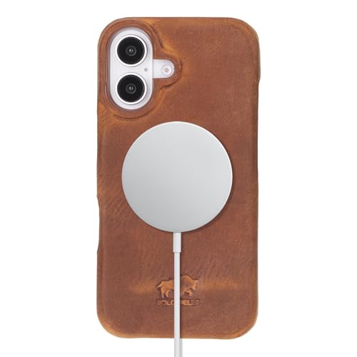 Solo Pelle Lederhülle kompatibel für iPhone 16 in 6.1 Zoll abnehmbare Hülle (2in1) inkl. Kartenfächer geeignet für MagSafe Zubehör Camel Braun