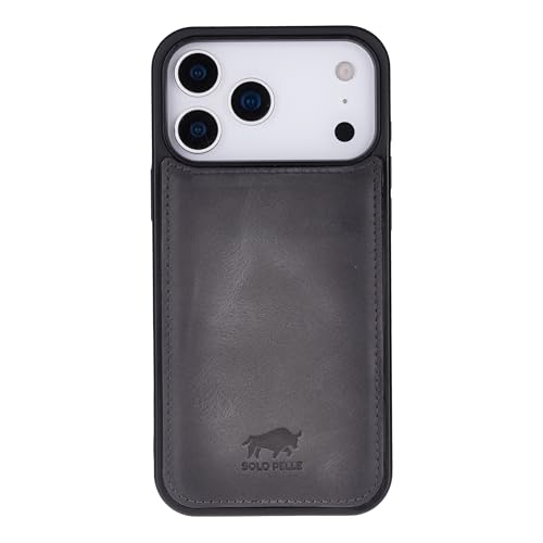 Solo Pelle Steingrau Lederhülle für das iPhone 17 Pro Max in 6.9 Zoll Stanford Case Leder Hülle Ledertasche Backcover aus echtem Leder geeignet für MagSafe Zubehör Lifestyle