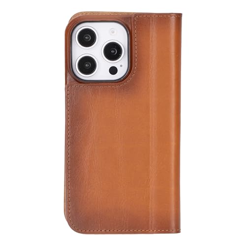 Solo Pelle Lederhülle kompatibel für iPhone 16 Pro in 6.3 Zoll (2in1) inkl. Kartenfächer geeignet für MagSafe Zubehör I Duke Cognac Braun