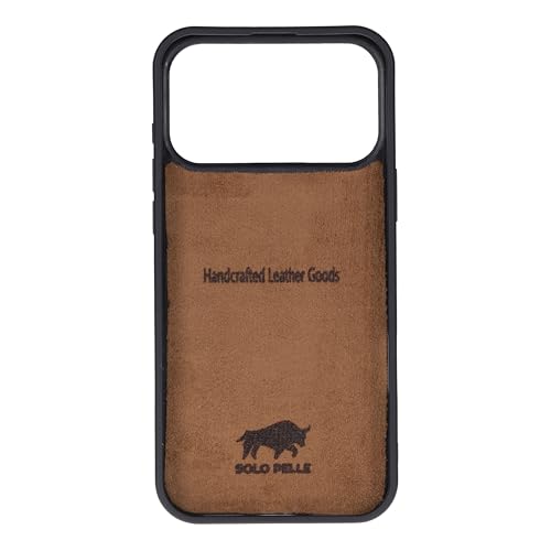 Solo Pelle Camel Braun Lederhülle für das iPhone 17 Pro in 6.3 Zoll Stanford Case Leder Hülle Ledertasche Backcover aus echtem Leder geeignet für MagSafe Zubehör