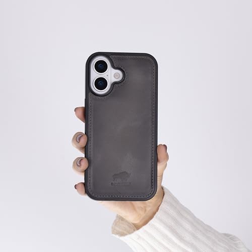 Steingrau Solo Pelle Lederhülle für das iPhone 17 in 6.3 Zoll Stanford Case Leder Hülle Ledertasche Backcover aus echtem Leder geeignet für MagSafe Zubehör