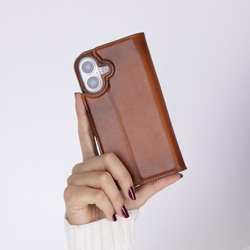 Camelbraun Solo Pelle Lederhülle kompatibel für iPhone 17 in 6.3 Zoll abnehmbare Hülle (2in1) inkl. Kartenfächer geeignet für MagSafe Zubehör