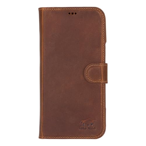 Solo Pelle Lederhülle kompatibel für iPhone 16 Pro Max in 6.9 Zoll abnehmbare Hülle (2in1) inkl. Kartenfächer geeignet für MagSafe Zubehör Camel Braun