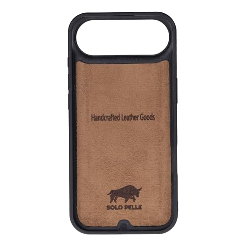 This Solo Pelle Camel Braun Lederhülle kompatibel für iPhone Air in 6.5 Zoll abnehmbare Hülle (2in1) inkl. Kartenfächer geeignet für MagSafe Zubehör