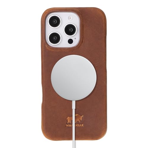 Solo Pelle Lederhülle kompatibel für iPhone 16 Pro in 6.3 Zoll abnehmbare Hülle (2in1) inkl. Kartenfächer geeignet für MagSafe Zubehör Camel Braun