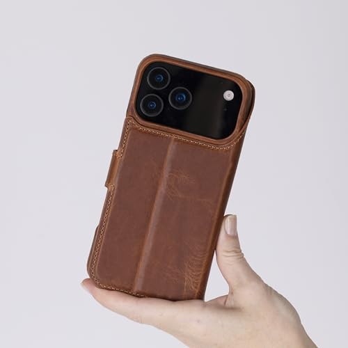 Solo Pelle Camel Braun Lederhülle kompatibel für iPhone 17 Pro in 6.3 Zoll abnehmbare Hülle (2in1) inkl. Kartenfächer geeignet für MagSafe Zubehör