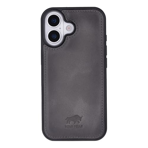 Steingrau Solo Pelle Lederhülle für das iPhone 17 in 6.3 Zoll Stanford Case Leder Hülle Ledertasche Backcover aus echtem Leder geeignet für MagSafe Zubehör Lifestyle