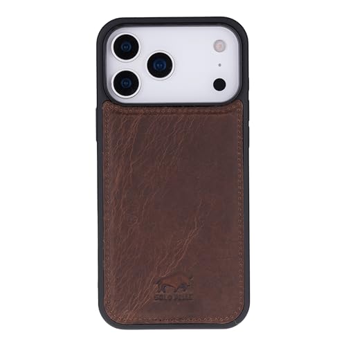 Solo Pelle Cognac Braun Lederhülle für das iPhone 17 Pro in 6.3 Zoll Stanford Case Leder Hülle Ledertasche Backcover aus echtem Leder geeignet für MagSafe Zubehör