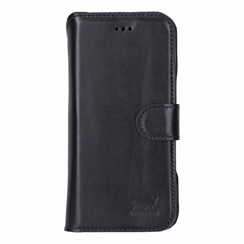 Solo Pelle Schwarz Lederhülle kompatibel für iPhone Air in 6.5 Zoll abnehmbare Hülle (2in1) inkl. Kartenfächer geeignet für MagSafe Zubehör