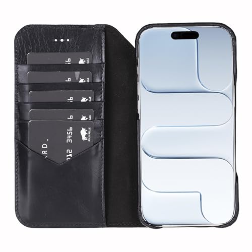 Solo Pelle Schwarz Lederhülle kompatibel für iPhone Air in 6.5 Zoll abnehmbare Hülle (2in1) inkl. Kartenfächer geeignet für MagSafe Zubehör