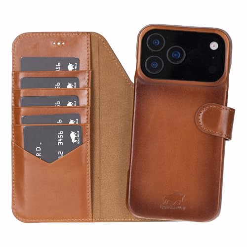 Solo Pelle Cognac Braun Lederhülle kompatibel für iPhone 17 Pro in 6.3 Zoll abnehmbare Hülle (2in1) inkl. Kartenfächer geeignet für MagSafe Zubehör Lifestyle