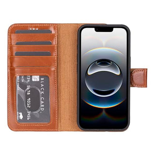 Solo Pelle Lederhülle kompatibel für iPhone 16e in 6.1 Zoll Cognac Braun abnehmbare Hülle (2in1) inkl. Kartenfächer geeignet für MagSafe Zubehör