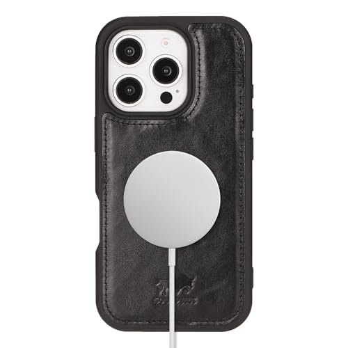 Solo Pelle Lederhülle für das iPhone 16 Pro in 6.3 Zoll Stanford Case Leder Hülle Ledertasche Backcover aus echtem Leder geeignet für MagSafe Zubehör Schwarz Lifestyle