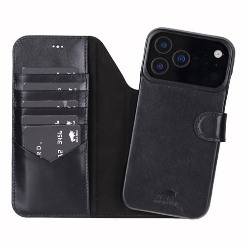 Solo Pelle Schwarz Lederhülle kompatibel für iPhone 17 Pro Max in 6.9 Zoll abnehmbare Hülle (2in1) inkl. Kartenfächer geeignet für MagSafe Zubehör Lifestyle