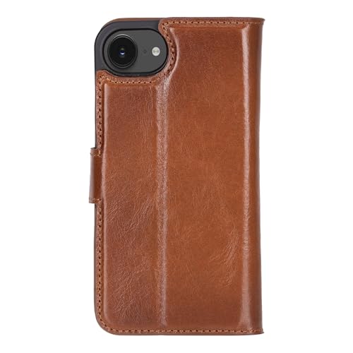 Solo Pelle Lederhülle kompatibel für iPhone 16e in 6.1 Zoll Cognac Braun abnehmbare Hülle (2in1) inkl. Kartenfächer geeignet für MagSafe Zubehör