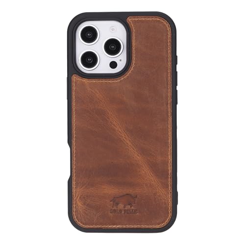 Solo Pelle Lederhülle für das iPhone 16 Pro in 6.3 Zoll Stanford Case Leder Hülle Ledertasche Backcover aus echtem Leder geeignet für MagSafe Zubehör Camel Braun