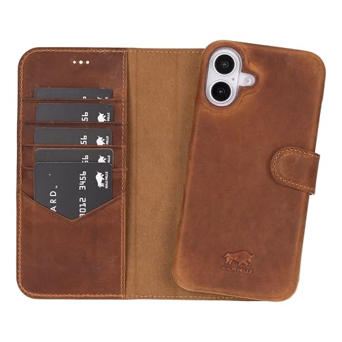 Solo Pelle Lederhülle kompatibel für iPhone 16 Plus in 6.7 Zoll abnehmbare Hülle (2in1) inkl. Kartenfächer geeignet für MagSafe Zubehör Camel Braun Lifestyle