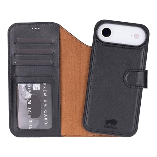 This Solo Pelle Schwarz Lederhülle kompatibel für iPhone Air in 6.5 Zoll abnehmbare Hülle (2in1) inkl. Kartenfächer geeignet für MagSafe Zubehör Lifestyle