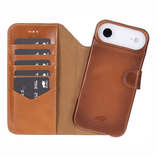 Solo Pelle Cognac Braun Lederhülle kompatibel für iPhone Air in 6.5 Zoll abnehmbare Hülle (2in1) inkl. Kartenfächer geeignet für MagSafe Zubehör Lifestyle