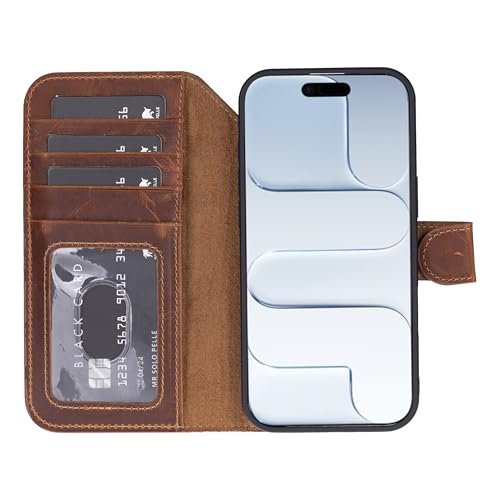 This Solo Pelle Camel Braun Lederhülle kompatibel für iPhone Air in 6.5 Zoll abnehmbare Hülle (2in1) inkl. Kartenfächer geeignet für MagSafe Zubehör