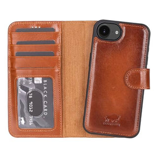 Solo Pelle Lederhülle kompatibel für iPhone 16e in 6.1 Zoll Vintage Braun abnehmbare Hülle (2in1) inkl. Kartenfächer geeignet für MagSafe Zubehör