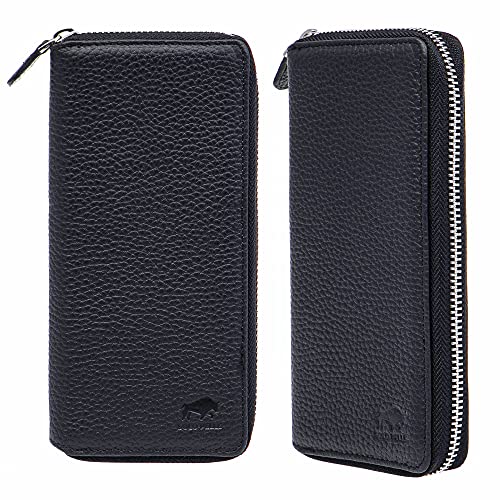 Solo Pelle " Universal Wallet passend für Apple iPhone 17 und iPhone 11 bis 16 Pro Max und Geräte bis 7,1 Zoll Reiseetui I Geldbörse aus echtem Leder (Matt Schwarz) Lifestyle