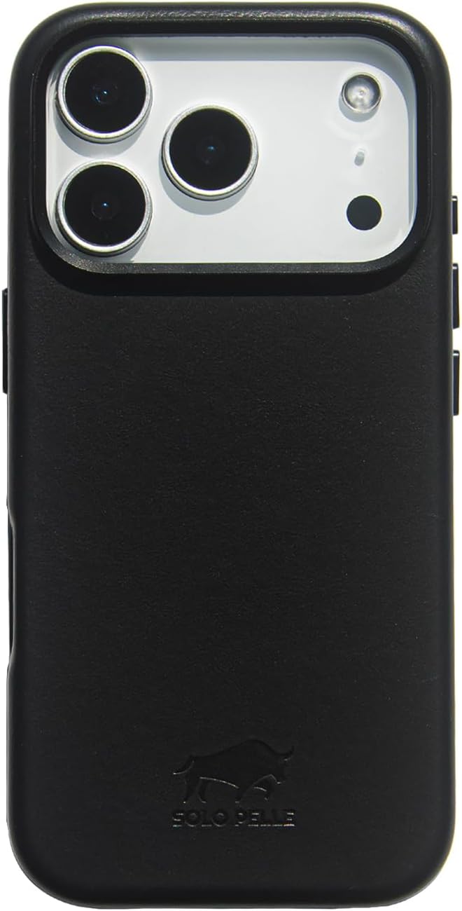 Solo Pelle Lederhülle für das iPhone 17 Pro Max in 6.9 Zoll Princeton Case Schwarz Leder Hülle Ledertasche Backcover aus echtem Leder geeignet für MagSafe Zubehör