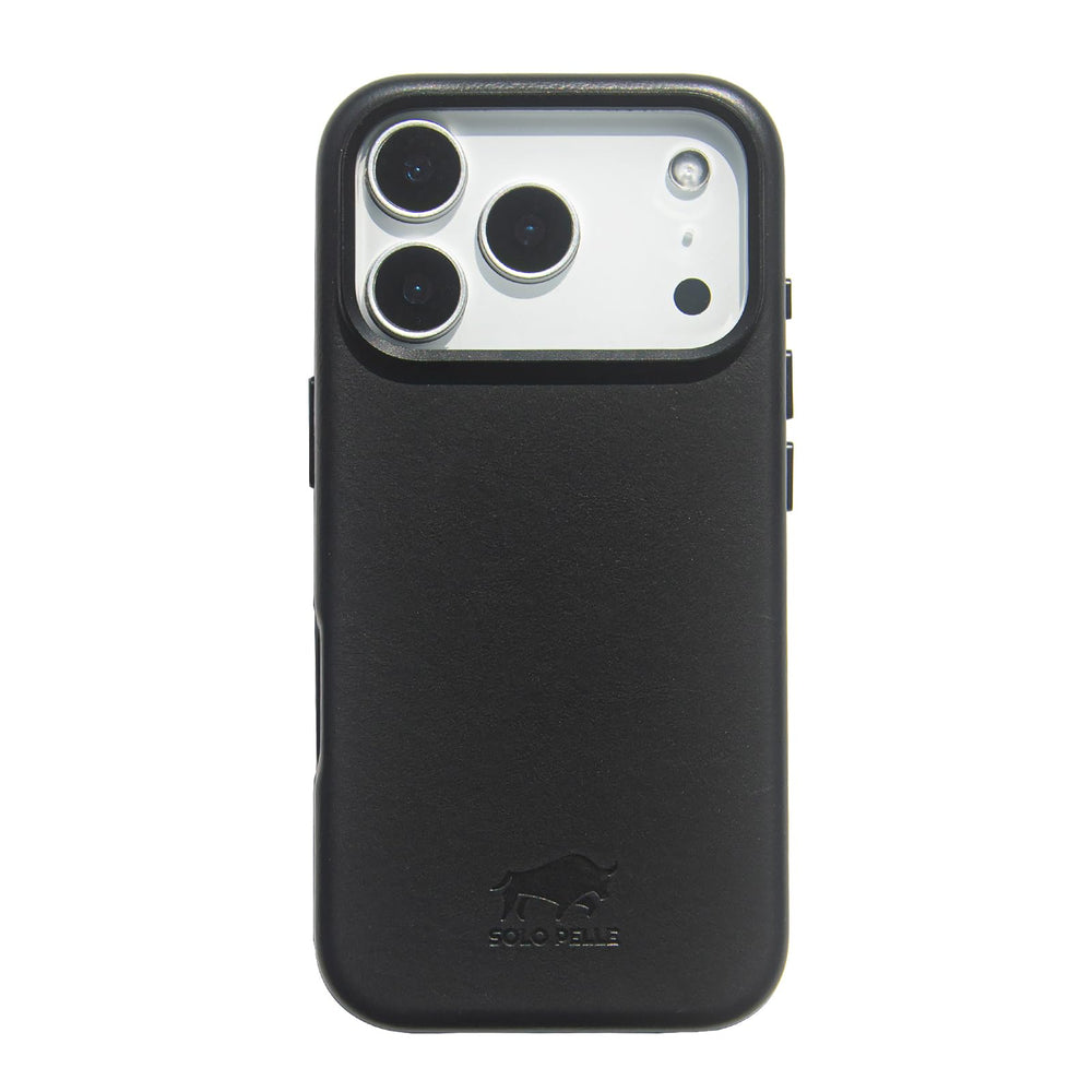 Solo Pelle Lederhülle für das iPhone 17 Pro Max in 6.9 Zoll Schwarz + Kartenetui Princeton Case Leder Hülle Ledertasche Backcover aus echtem Leder geeignet für MagSafe Zubehör