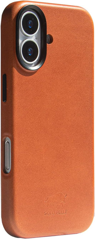 Solo Pelle Lederhülle für das iPhone 17 in 6.3 Zoll Princeton Case Cognac Braun + Kartenetui Leder Hülle Ledertasche Backcover aus echtem Leder geeignet für MagSafe Zubehör