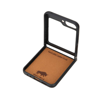 Solo Pelle Lederhülle für das Samsung Galaxy Z Flip5 Flip 5 Hülle aus echtem Leder, Model: Stanford klappbar
