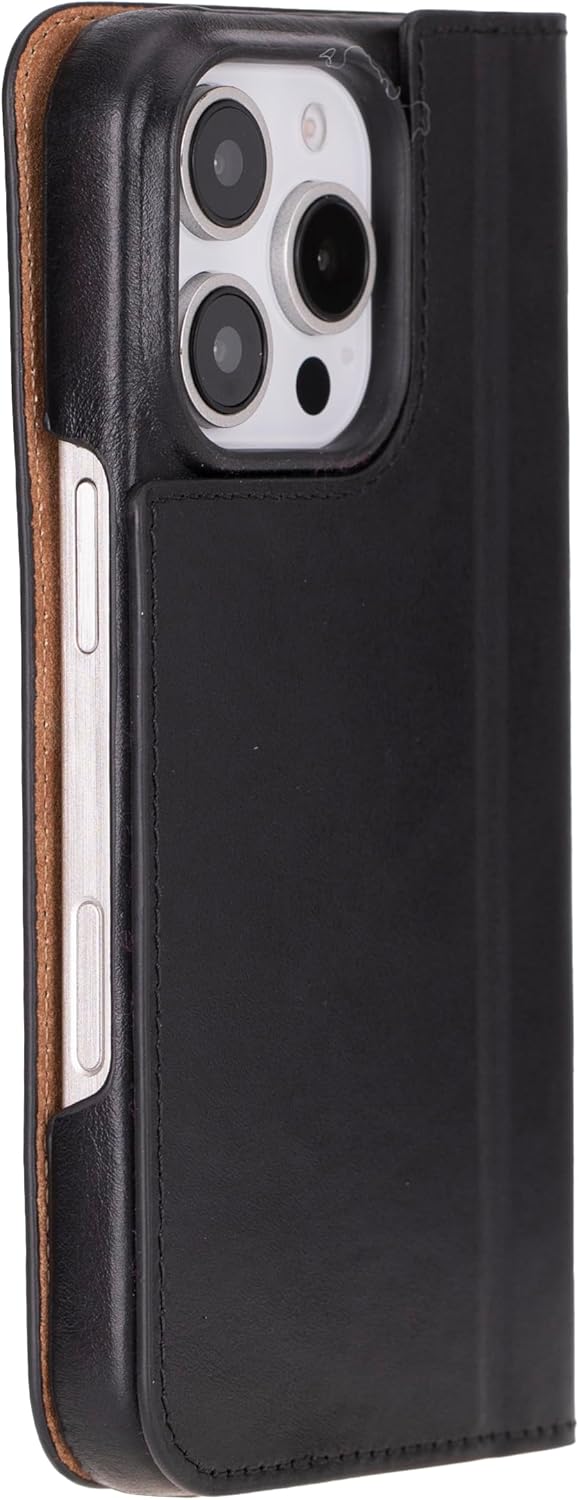 Solo Pelle Lederhülle kompatibel für iPhone 16 Pro Max in 6.9 Zoll inkl. Kartenfächer geeignet für MagSafe Zubehör I Duke Schwarz