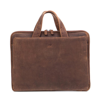 Solo Pelle Ledertasche Businesstasche Arbeitstasche Brüssel für das Apple MacBook Pro 16 Zoll Tasche aus echtem Leder - Steingrau