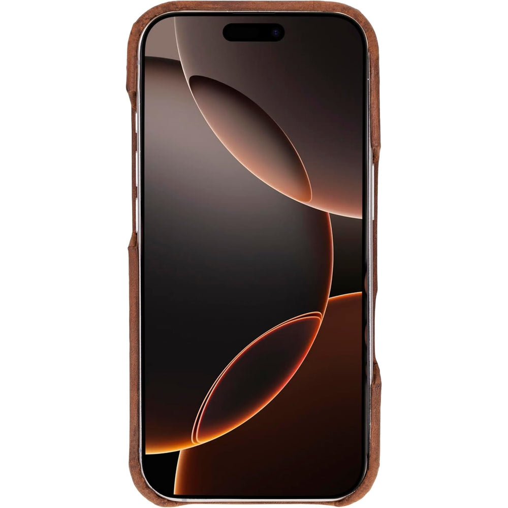 Solo Pelle Lederhülle für das iPhone 16 Pro in 6.3 Zoll Princeton Case Leder Hülle Ledertasche Backcover aus echtem Leder geeignet für MagSafe Zubehör Vintage Braun