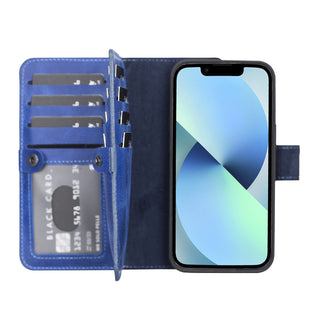 Solo Pelle Lederhülle kompatibel für iPhone 13 Pro in 6.1 Zoll abnehmbare Hülle (2in1) Harvard Double - Steingrau