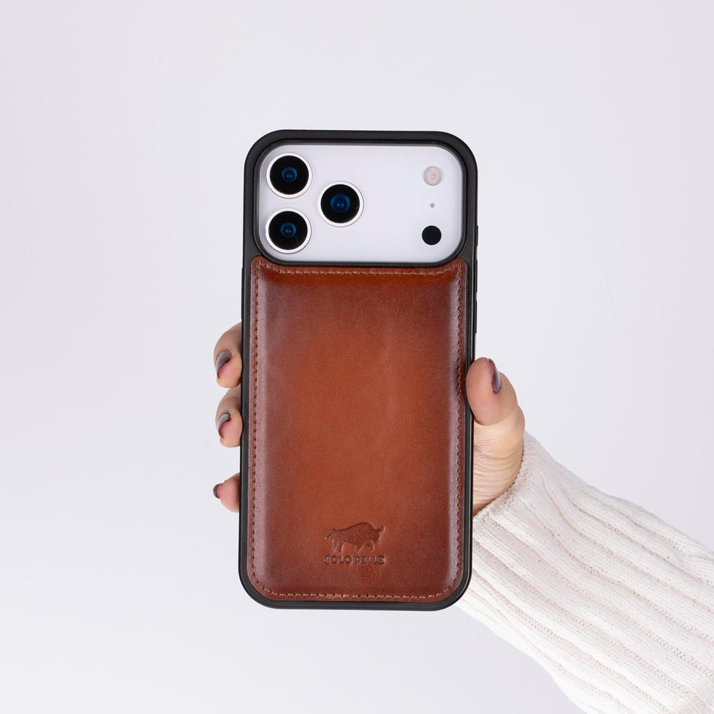 Solo Pelle Cognac Braun Lederhülle für das iPhone 17 Pro Max in 6.9 Zoll Stanford Case Leder Hülle Ledertasche Backcover aus echtem Leder geeignet für MagSafe Zubehör