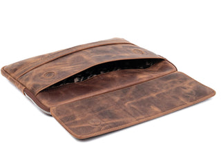 Solo Pelle Ledertasche Businesstasche Arbeitstasche ROM für das Apple Macbook Pro 13 /  12 Zoll - Steingrau)