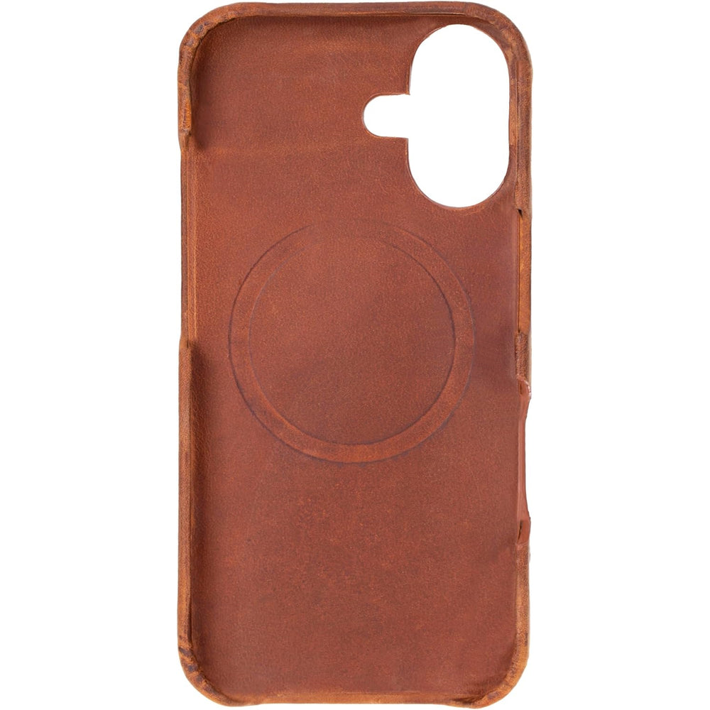 Solo Pelle Lederhülle für das iPhone 16 in 6.1 Zoll Princeton Case Leder Hülle Ledertasche Backcover aus echtem Leder geeignet für MagSafe Zubehör Camel Braun