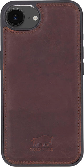 Solo Pelle Lederhülle kompatibel für iPhone 16e in 6.1 Zoll Vintage Braun abnehmbare Hülle (2in1) inkl. Kartenfächer geeignet für MagSafe Zubehör
