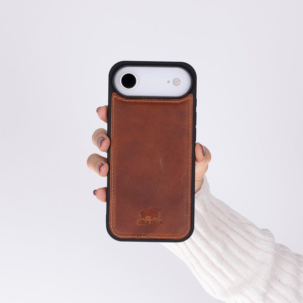 Solo Pelle Lederhülle für das iPhone Air in 6.5 Zoll Camel Braun Stanford Case Leder Hülle Ledertasche Backcover aus echtem Leder geeignet für MagSafe Zubehör