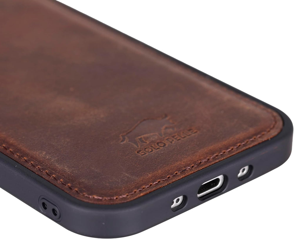 Solo Pelle Lederhülle für das iPhone Air in 6.5 Zoll Vintage Braun Stanford Case Leder Hülle Ledertasche Backcover aus echtem Leder geeignet für MagSafe Zubehör