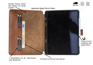 Solo Pelle Lederhülle Miami geeignet für Apple iPad Pro 11" 2018 Hülle Leder Case in Schwarz aus echtem Leder. Unterstützt Pencil 2 und magnetisches Laden
