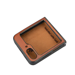 Solo Pelle Lederhülle für das Samsung Galaxy Z Flip5 Flip 5 Hülle aus echtem Leder, Model: Stanford klappbar