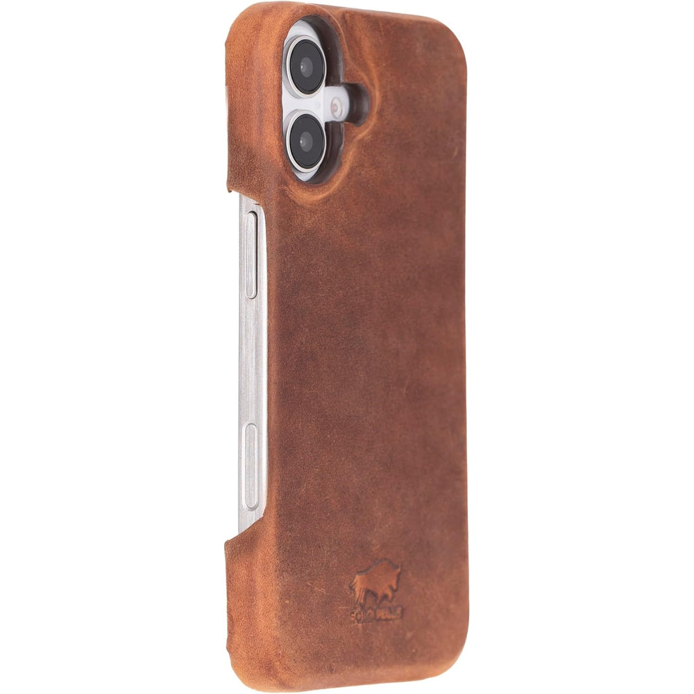 Solo Pelle Lederhülle für das iPhone 16 Plus in 6.7 Zoll Princeton Case Leder Hülle Ledertasche Backcover aus echtem Leder geeignet für MagSafe Zubehö Vintage Braun