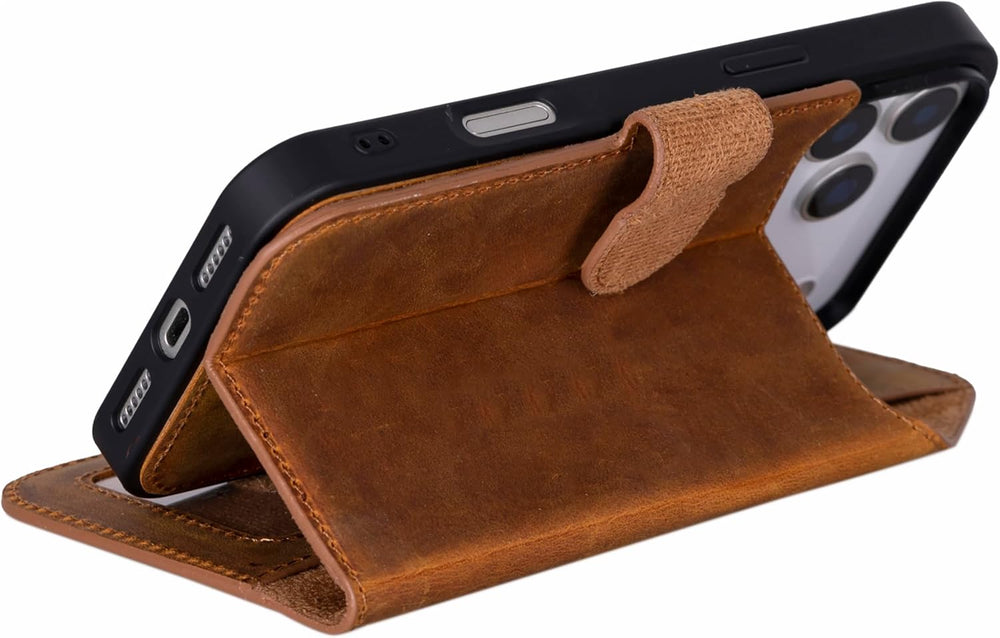 Solo Pelle Camel Braun Lederhülle kompatibel für iPhone 17 Pro in 6.3 Zoll abnehmbare Hülle (2in1) inkl. Kartenfächer geeignet für MagSafe Zubehör