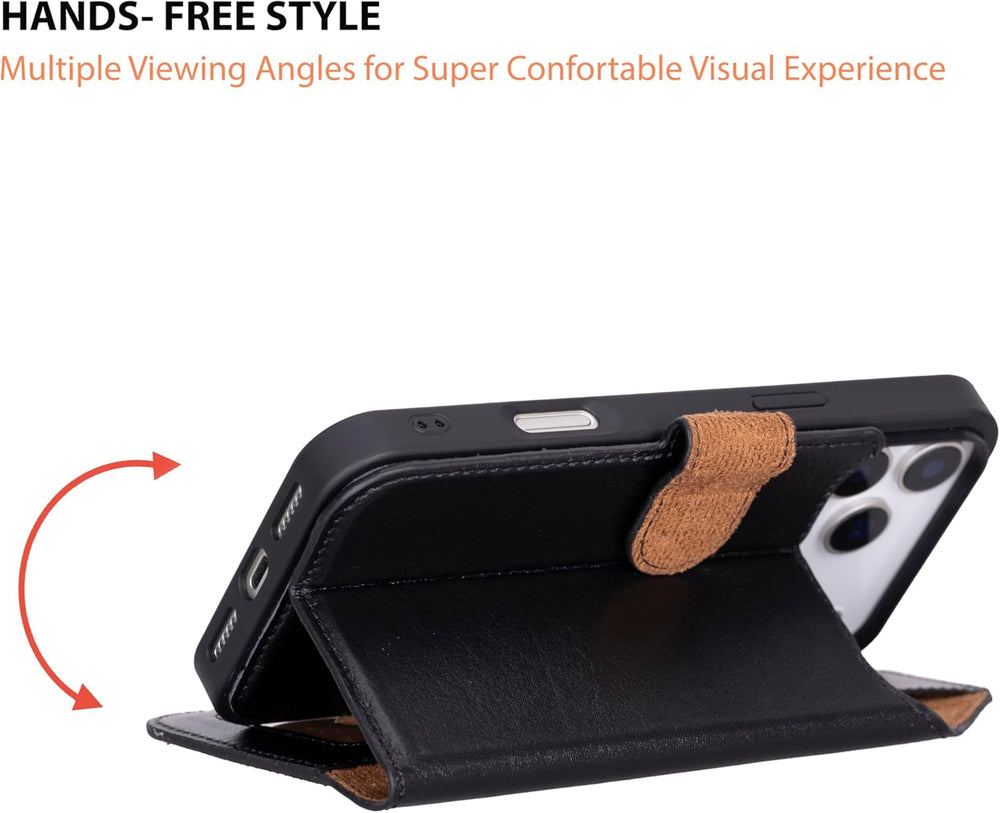 Solo Pelle Schwarz Lederhülle kompatibel für iPhone 17 Pro Max in 6.9 Zoll abnehmbare Hülle (2in1) inkl. Kartenfächer geeignet für MagSafe Zubehör