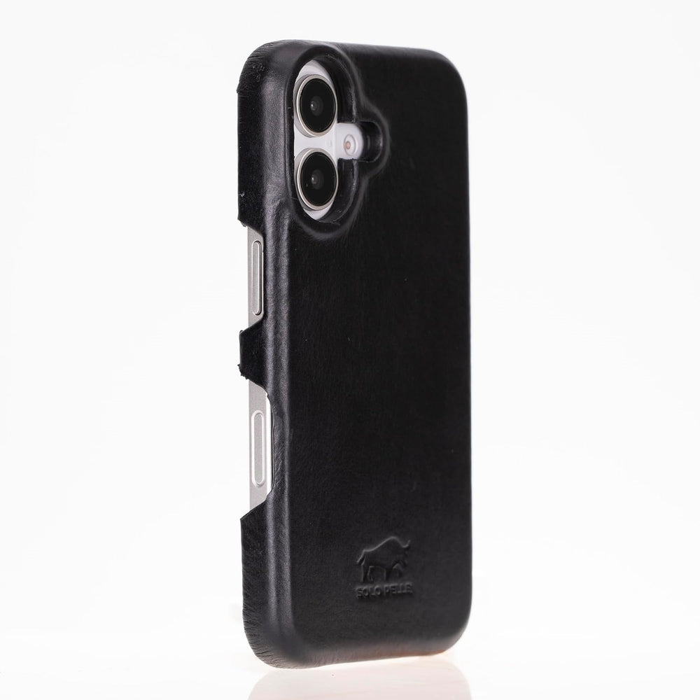 Solo Pelle Lederhülle für das iPhone 16 in 6.1 Zoll Princeton Case Leder Hülle Ledertasche Backcover aus echtem Leder geeignet für MagSafe Zubehör Schwarz