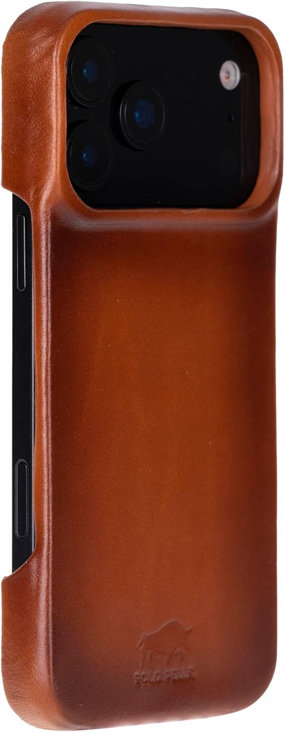 Solo Pelle Cognac Braun Lederhülle kompatibel für iPhone 17 Pro in 6.3 Zoll abnehmbare Hülle (2in1) inkl. Kartenfächer geeignet für MagSafe Zubehör