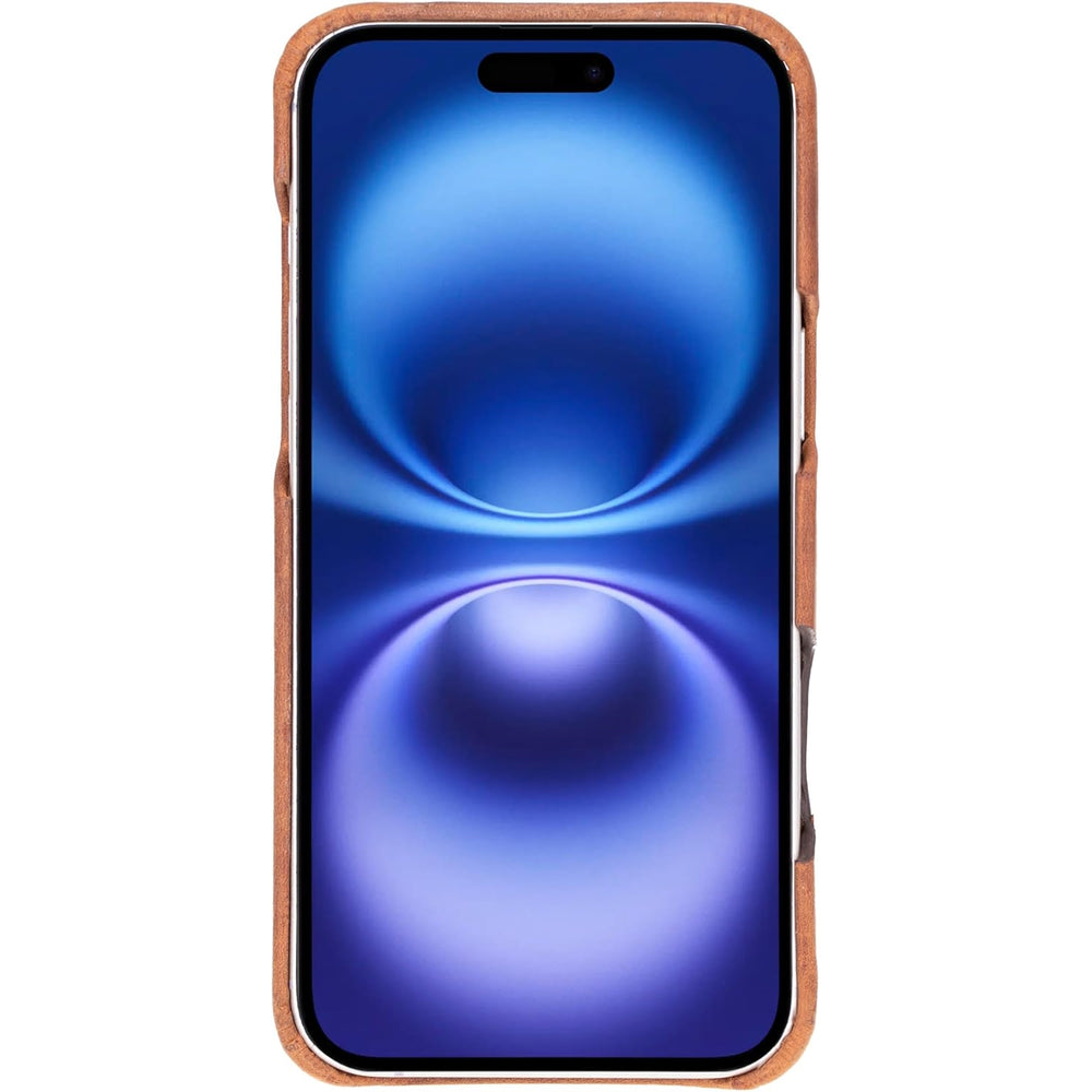 Solo Pelle Lederhülle für das iPhone 16 Plus in 6.7 Zoll Princeton Case Leder Hülle Ledertasche Backcover aus echtem Leder geeignet für MagSafe Zubehö Cognac Braun
