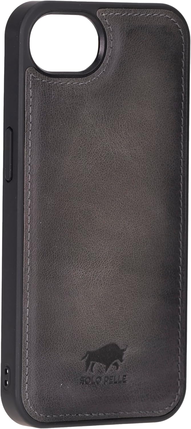 Solo Pelle Lederhülle für das iPhone 16e in 6.1 Zoll Steingrau Stanford Case Leder Hülle Ledertasche Backcover aus echtem Leder geeignet für MagSafe Zubehör