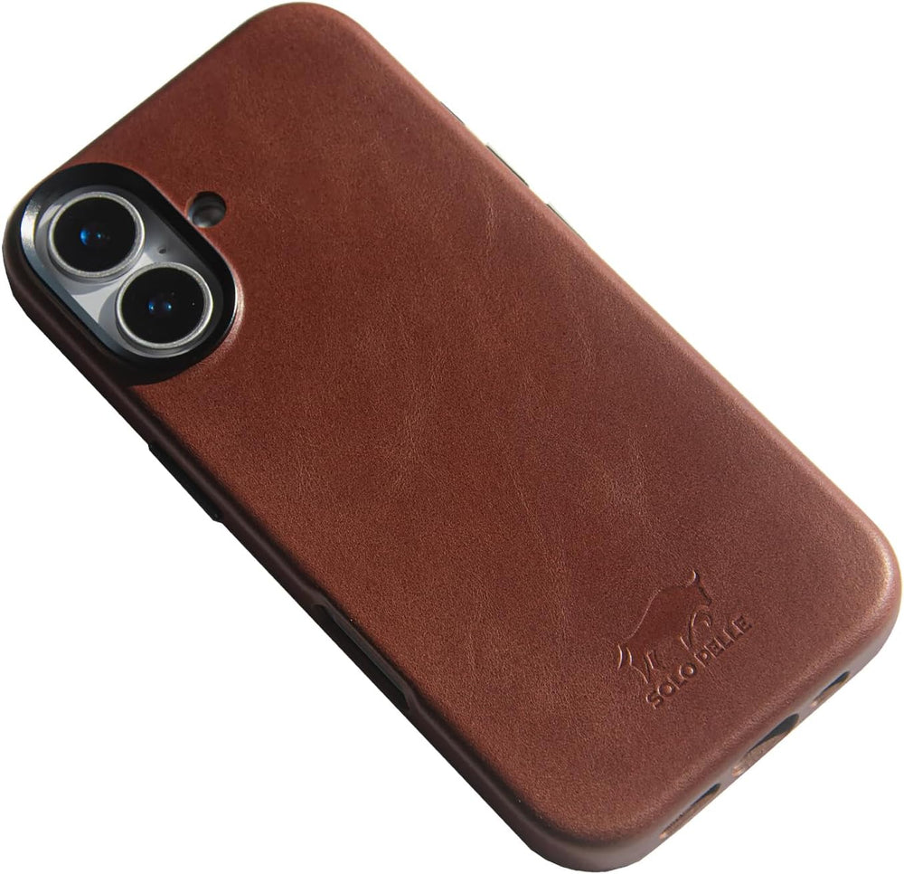 Solo Pelle Lederhülle für das iPhone 17 in 6.3 Zoll Princeton Case Vintage Braun Leder Hülle Ledertasche Backcover aus echtem Leder geeignet für MagSafe Zubehör